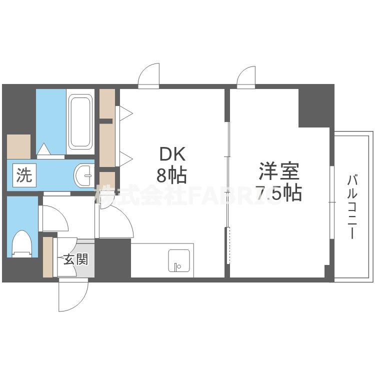 プランドール北浜(1DK/3階)の間取り写真