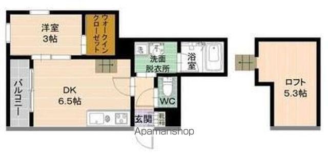 ソレイユ別府(1DK/2階)の間取り写真