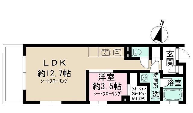 ADMIRAL HIMONYA(1LDK/3階)の間取り写真
