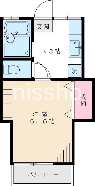 コスモハイム(1K/2階)の間取り写真