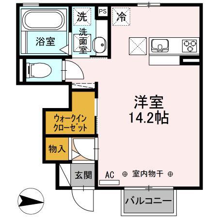 ハレルアナ(ワンルーム/1階)の間取り写真