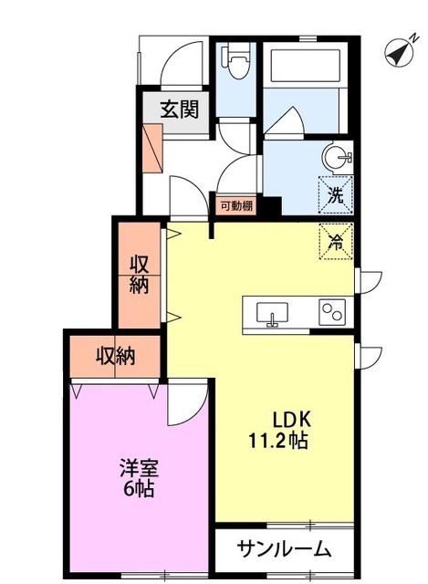 ミルズグランディール見附本町 B棟(1LDK/1階)の間取り写真