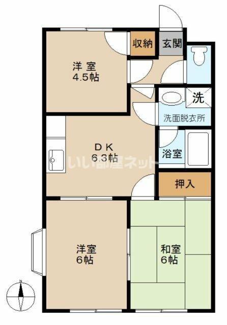 セルアーモ幸手金井(3DK/2階)の間取り写真