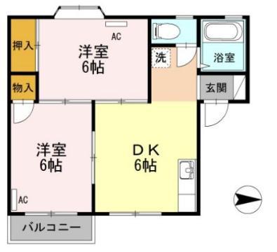 ロータス182(2DK/1階)の間取り写真