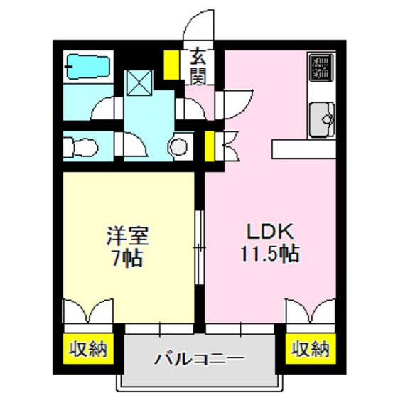 KDハイツ(1LDK/3階)の間取り写真