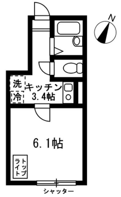 WITH池上(1K/1階)の間取り写真