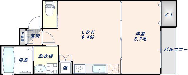 トップヒル森河内(1LDK/1階)の間取り写真