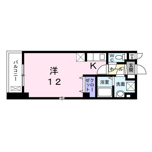 ラ・カーサ 西加賀屋(1K/2階)の間取り写真