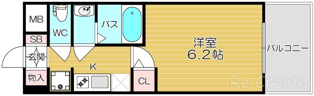 エステムコート難波VIIビヨンド(1K/5階)の間取り写真