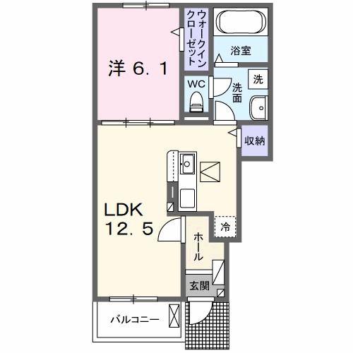 プロムナード北泉(1LDK/1階)の間取り写真