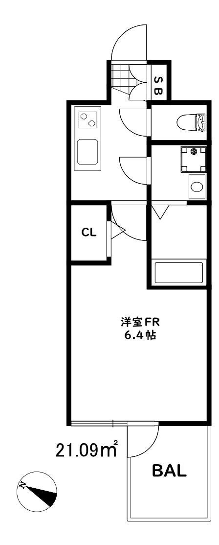 エスリード神戸三宮ヒルズ(1K/4階)の間取り写真