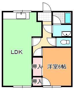 ニューリバートレビ(1LDK/2階)の間取り写真