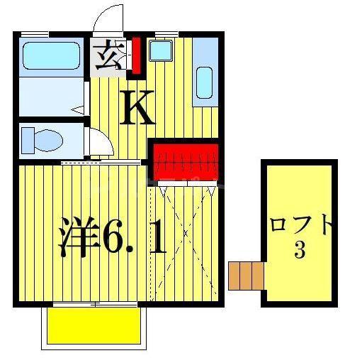 ロワール八幡A(1K/2階)の間取り写真
