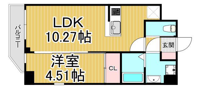 プレジオ武庫川ASIAN(1LDK/7階)の間取り写真