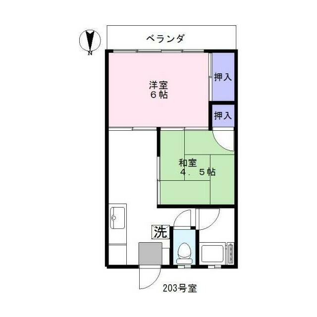 新東ハイツ(2DK/2階)の間取り写真