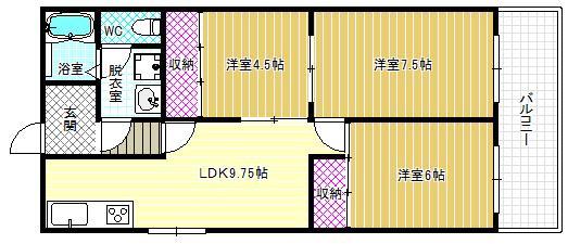 シャインエメラルド(3LDK/2階)の間取り写真