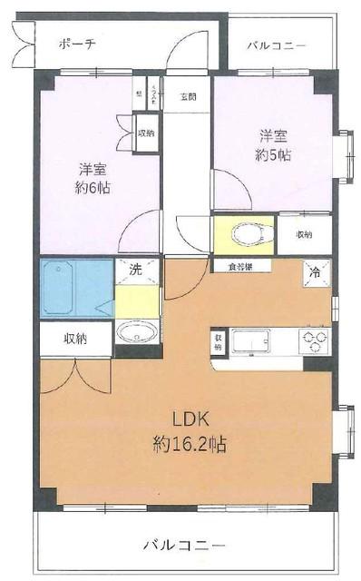クレストフォルム登戸(2LDK/4階)の間取り写真