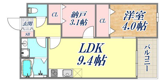 EIJU加島A(1SLDK/1階)の間取り写真