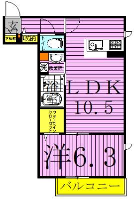 ホープヒル(1LDK/3階)の間取り写真