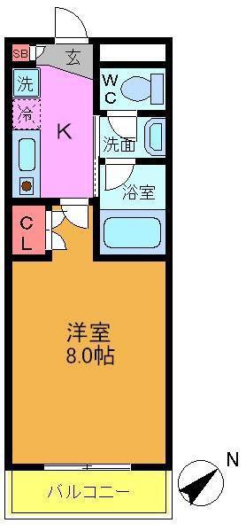 ローヤルクレスト檀(1K/2階)の間取り写真