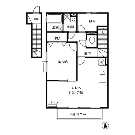 メゾンラパトリアD(1LDK/2階)の間取り写真