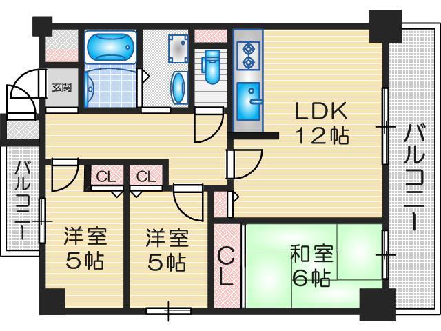ラヴィア・フォーレ千里山(3LDK/4階)の間取り写真