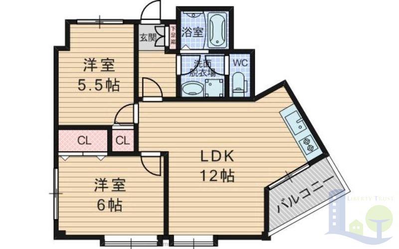 メゾン豊新(2LDK/4階)の間取り写真