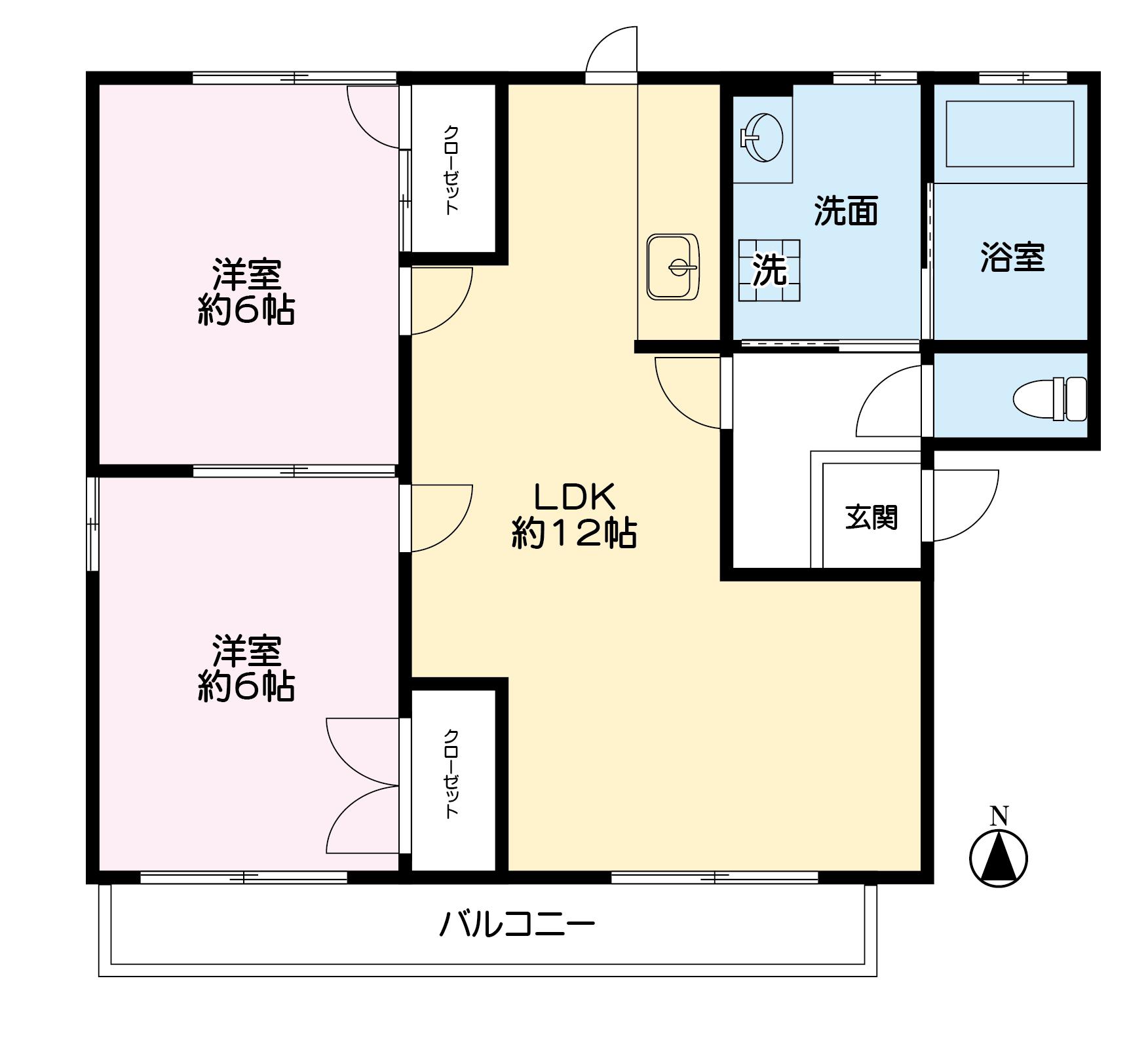 マグノリアA棟(2LDK/2階)の間取り写真