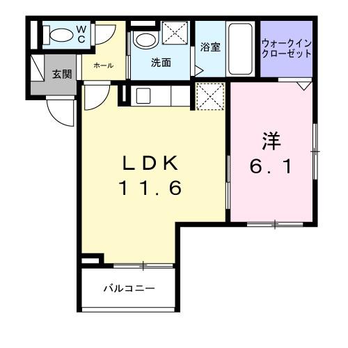 赤川4丁目(1LDK/2階)の間取り写真