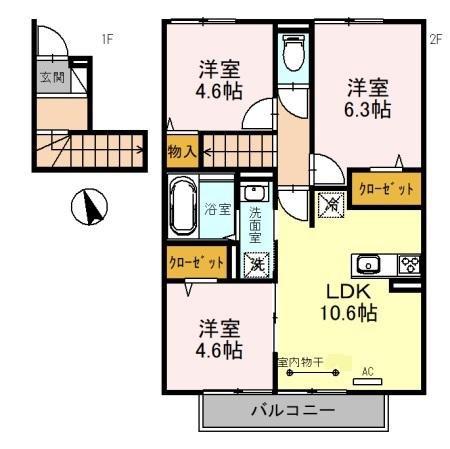 アルコバレーノ8(3LDK/2階)の間取り写真