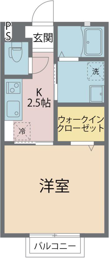レオーネ瓜生(1K/2階)の間取り写真