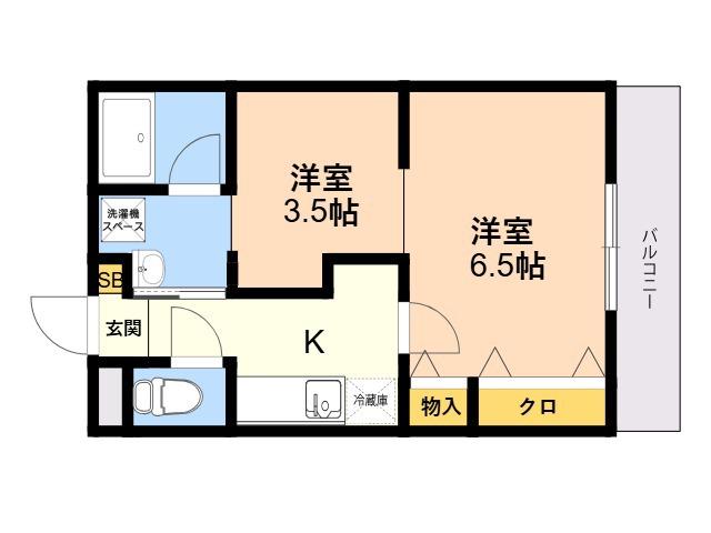 ハーモニーKハウス周船寺(2K/3階)の間取り写真