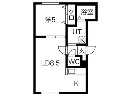 CERISIER新琴似(1LDK/2階)の間取り写真