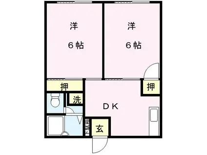 カトレアハイツ(2DK/1階)の間取り写真