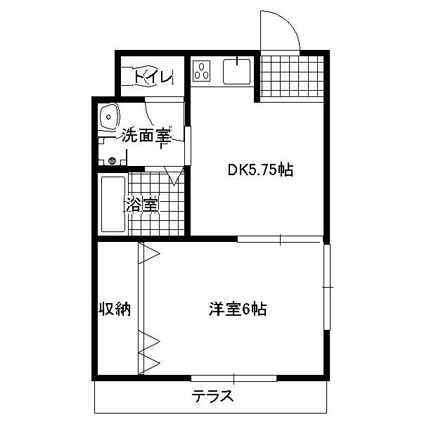 プチブリンダル(1DK/1階)の間取り写真