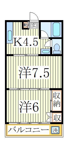 浅商第2マンション(2DK/2階)の間取り写真