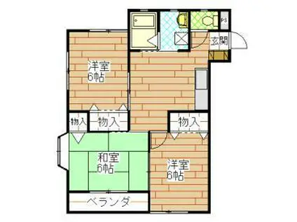 新井田コーポA棟(3DK/1階)の間取り写真