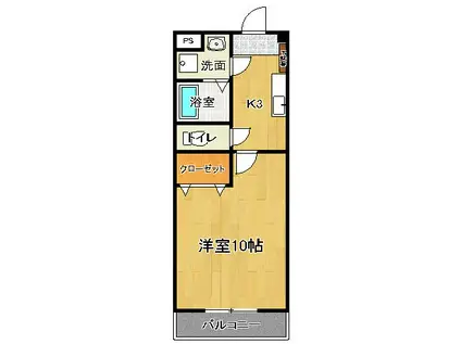 ピースフルV-(1K/1階)の間取り写真