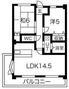 グランメール香久山(2LDK/4階)の間取り写真