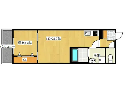 LIEN草津浜町(1LDK/1階)の間取り写真