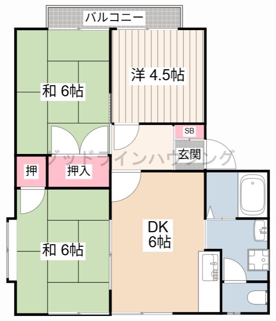 ハイツ二番館(3DK/2階)の間取り写真