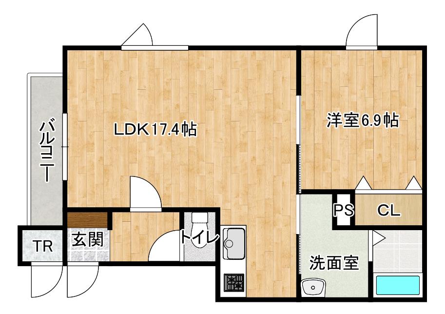 LUCE(1LDK/1階)の間取り写真