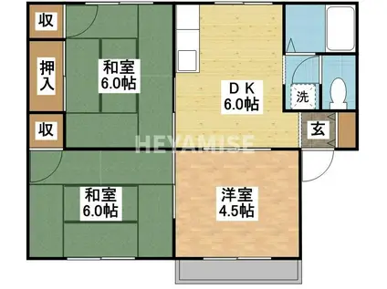 スイートホーム(3DK/2階)の間取り写真