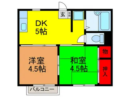 メゾン静(2DK/2階)の間取り写真