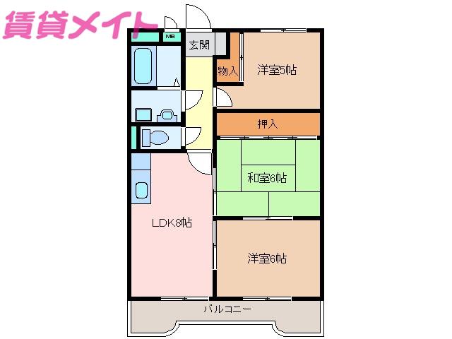 コンフォート悠とぴあ(3LDK/6階)の間取り写真