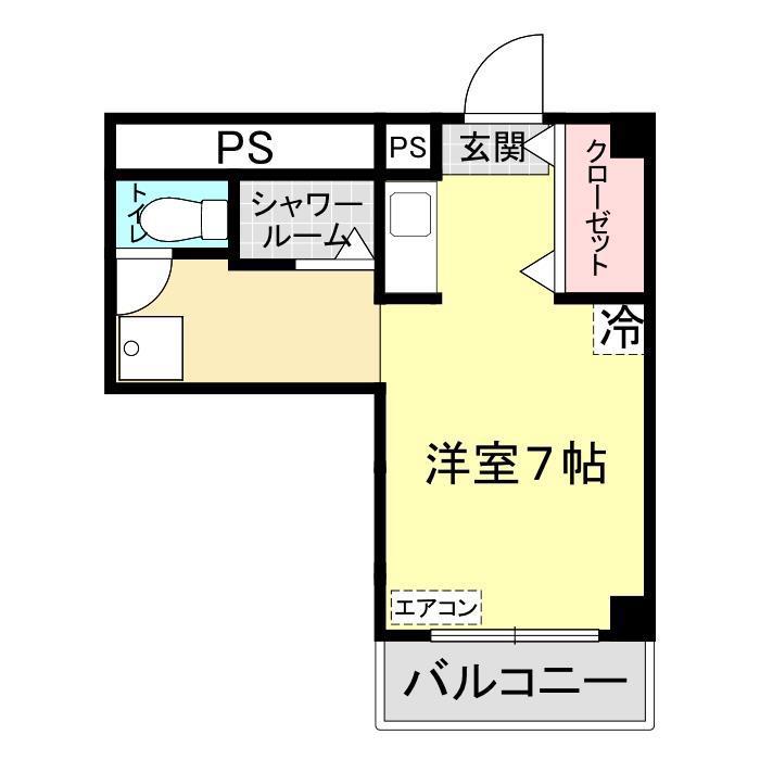 ヴィラ清明(ワンルーム/2階)の間取り写真