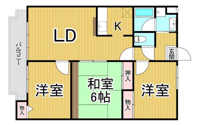 コスモ御殿山(3LDK/1階)の間取り写真