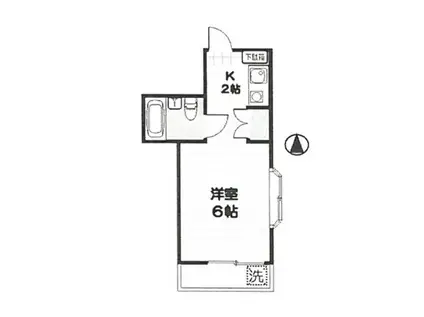 スカイコーポ平山(ワンルーム/1階)の間取り写真