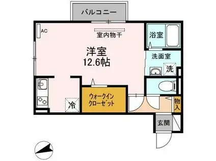 ル・ヴァン・クレール(ワンルーム/1階)の間取り写真