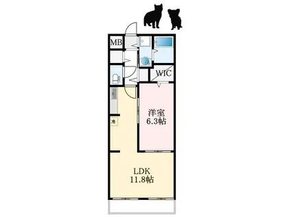 メゾンルミネ若松(1LDK/3階)の間取り写真